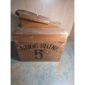 Vintage Shoe Shine Box With Contents 5 Cents Shoe Shine